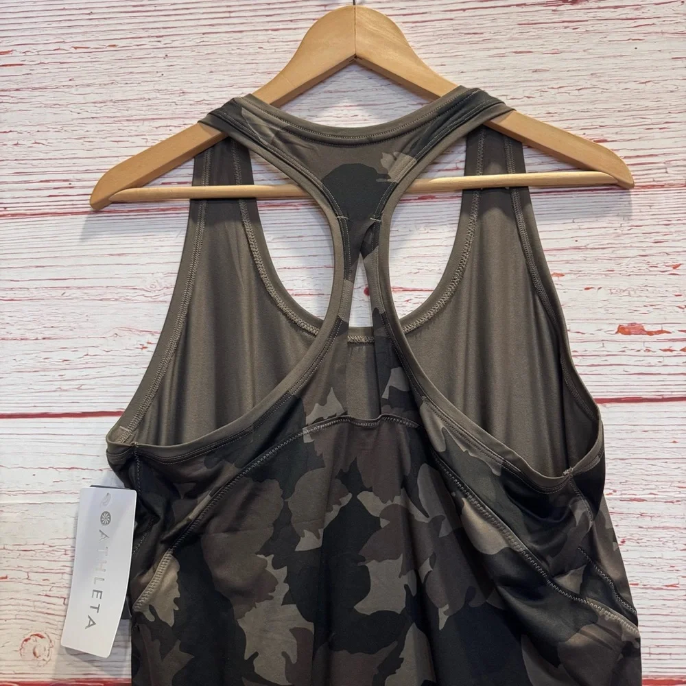 NWT Athleta Limitless Camo Keyhole Tank in Arbor Olive Sz L - Picture 9 of 14